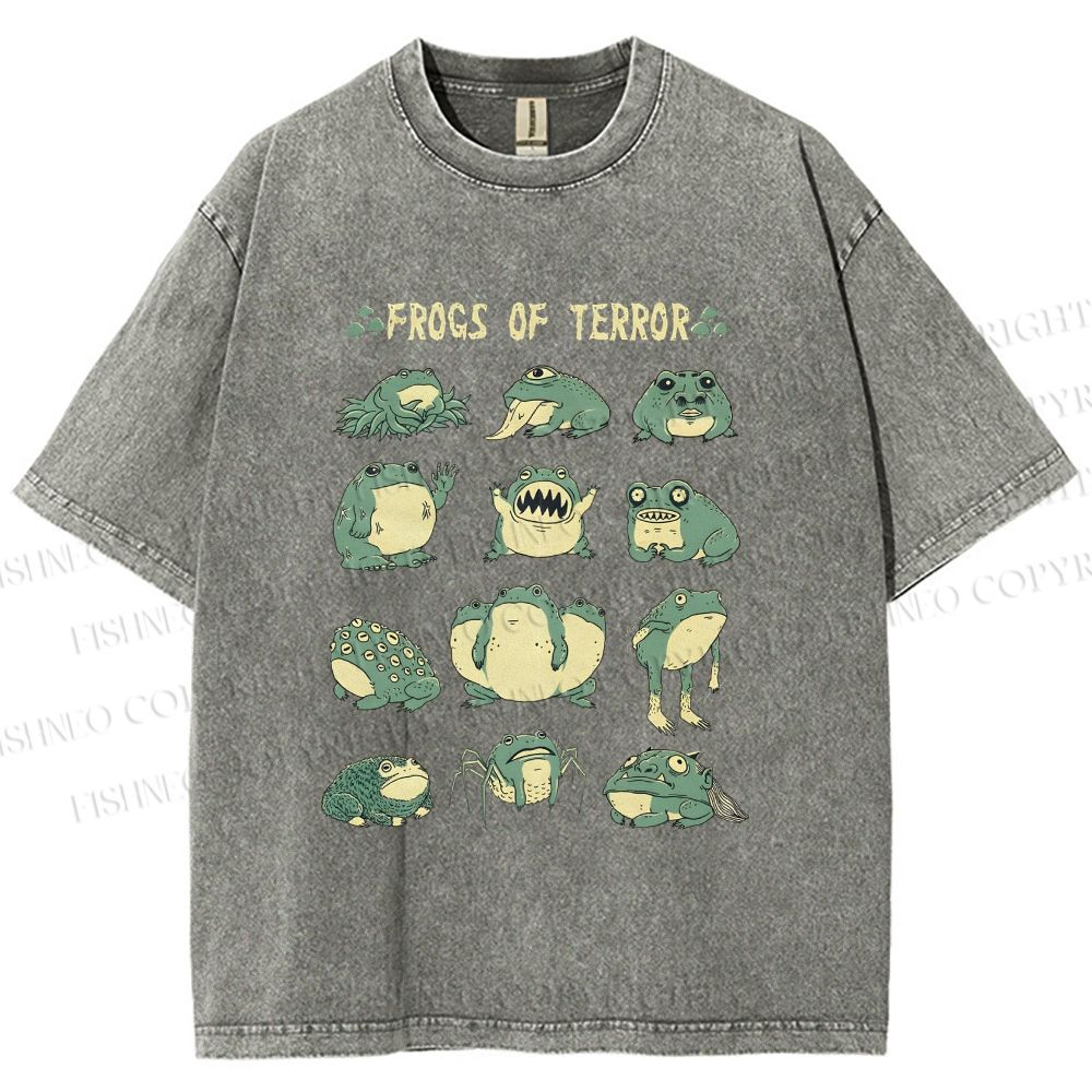 Unisex Frogs Of Terror Printed Washed Tee
