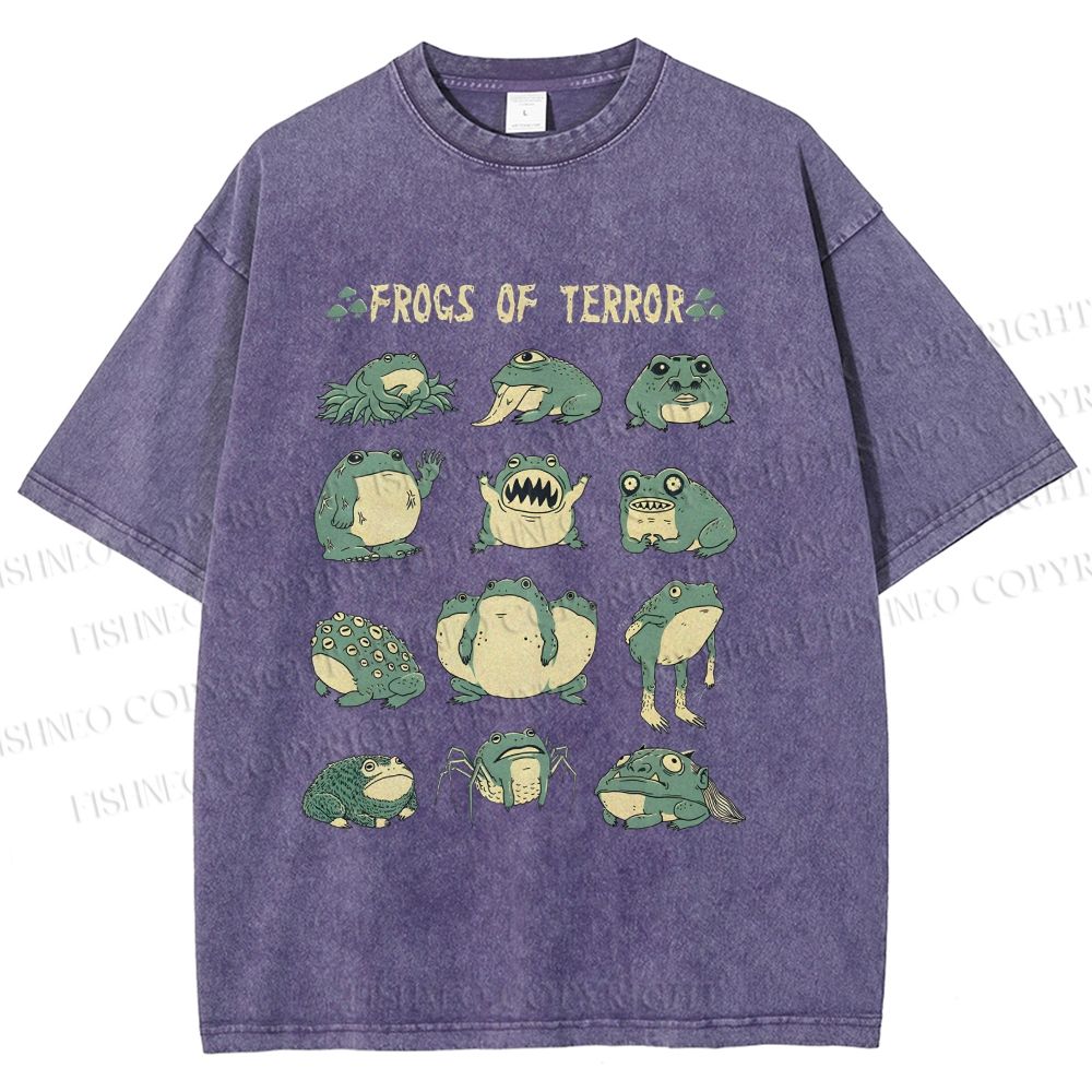 Unisex Frogs Of Terror Printed Washed Tee