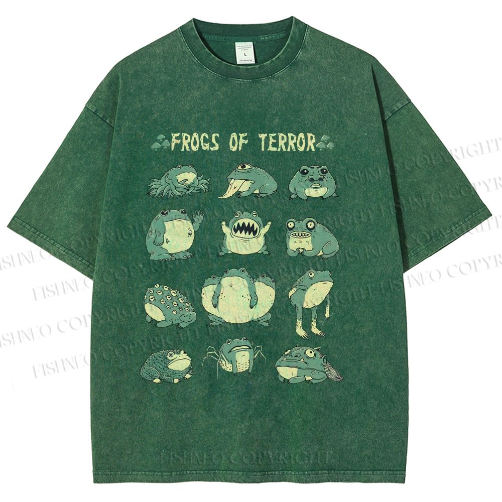 Unisex Frogs Of Terror Printed Washed Tee