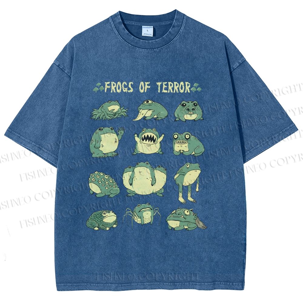 Unisex Frogs Of Terror Printed Washed Tee