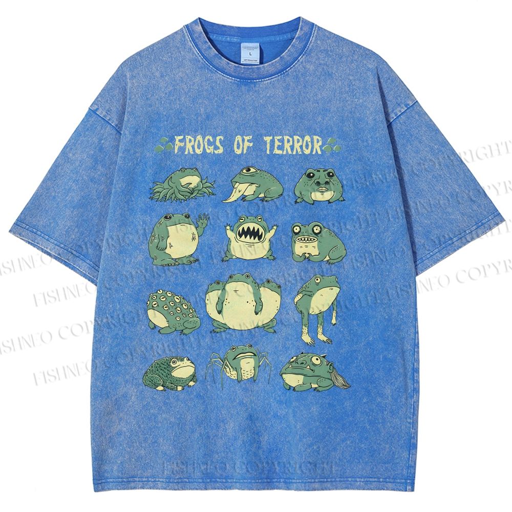 Unisex Frogs Of Terror Printed Washed Tee