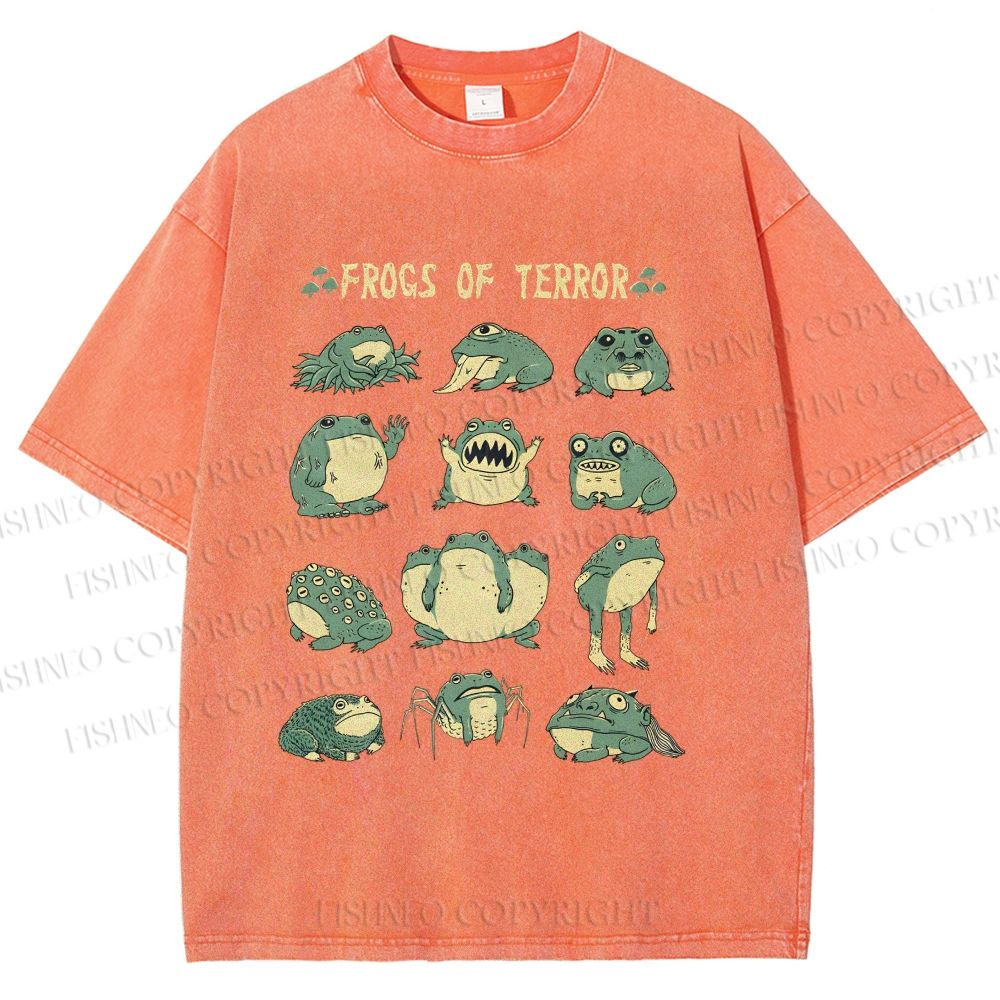 Unisex Frogs Of Terror Printed Washed Tee