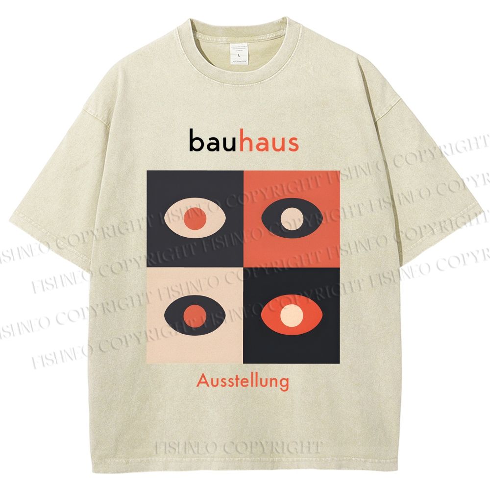 Unisex Bauhaus Geometric Eyeglasses Printed Washed Tee