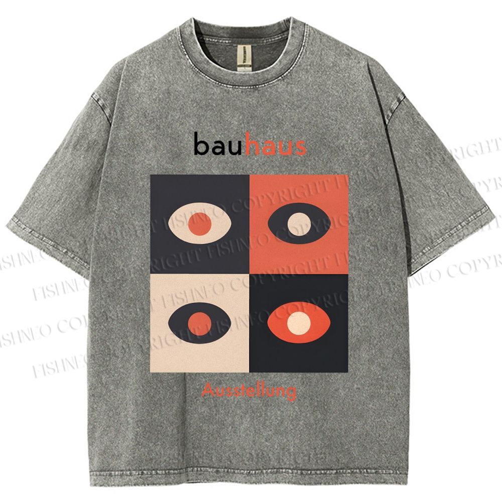 Unisex Bauhaus Geometric Eyeglasses Printed Washed Tee