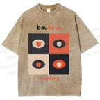 Unisex Bauhaus Geometric Eyeglasses Printed Washed Tee