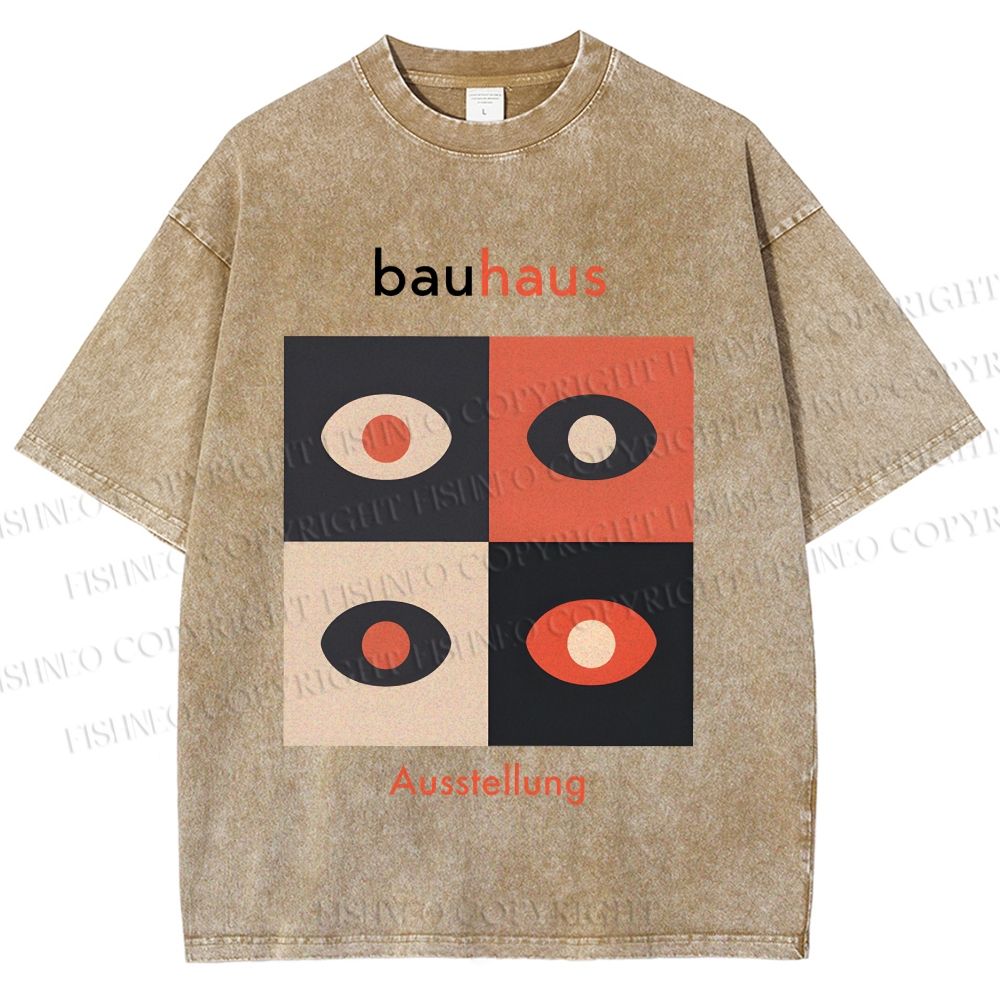 Unisex Bauhaus Geometric Eyeglasses Printed Washed Tee