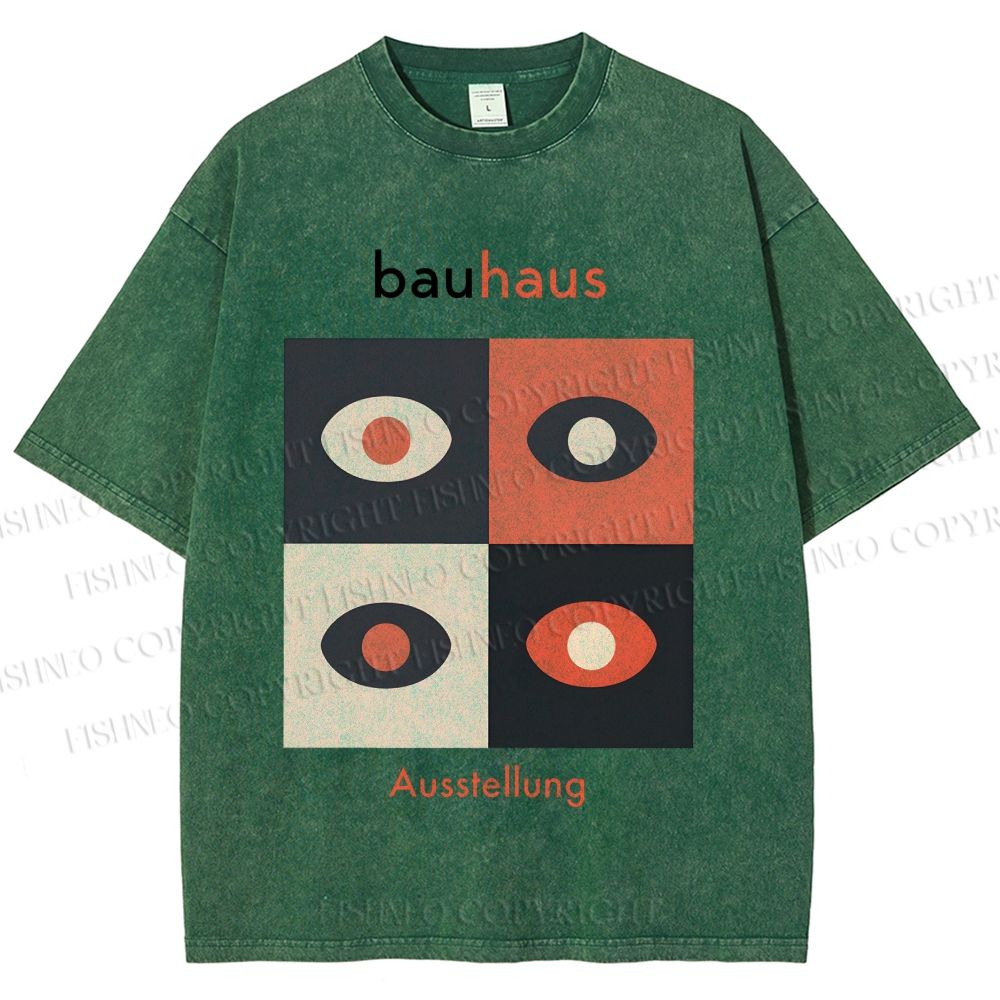 Unisex Bauhaus Geometric Eyeglasses Printed Washed Tee
