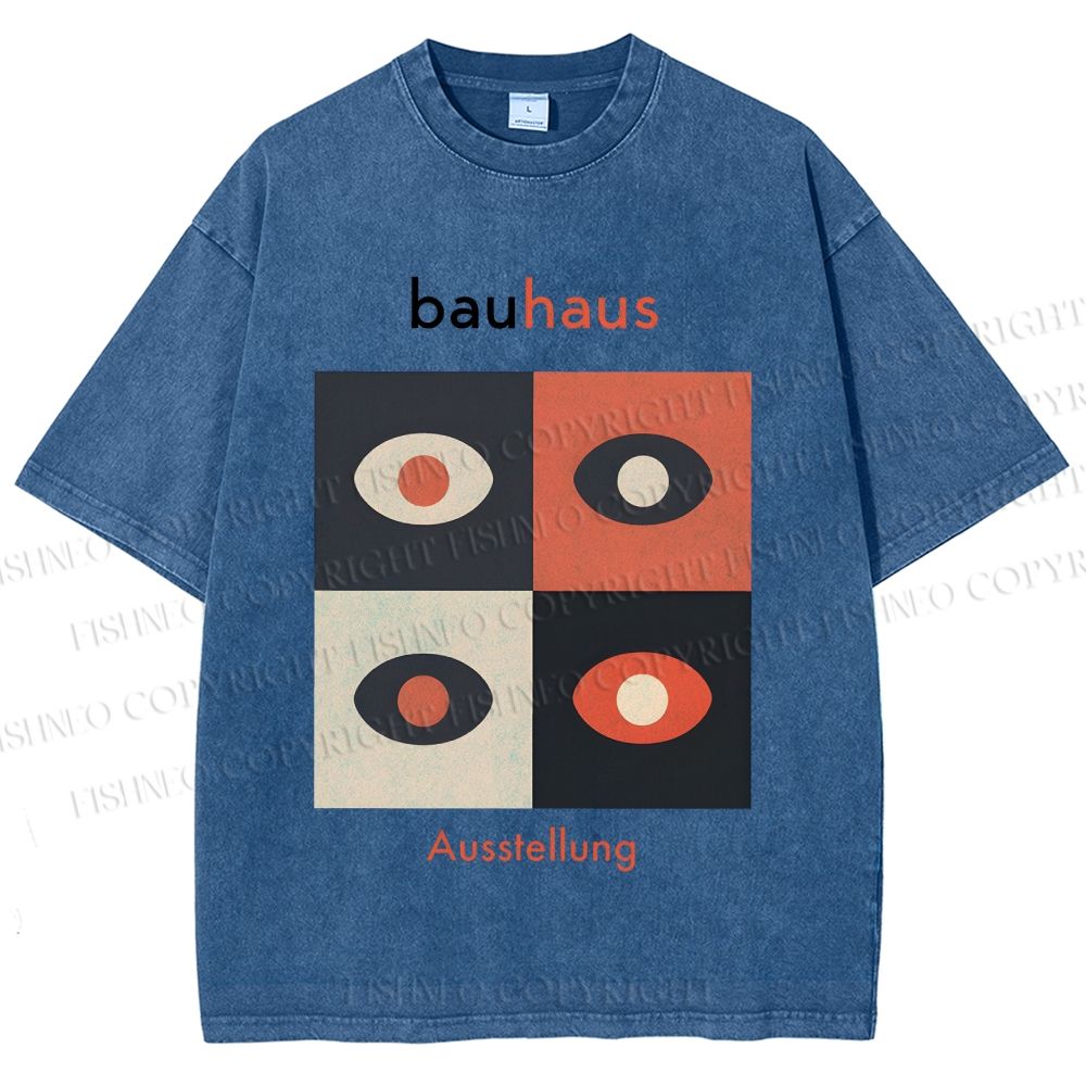 Unisex Bauhaus Geometric Eyeglasses Printed Washed Tee