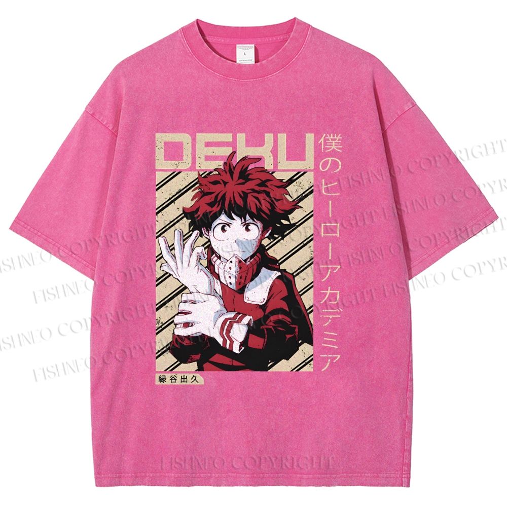Unisex My Hero Academia Deku Printed Washed Tee