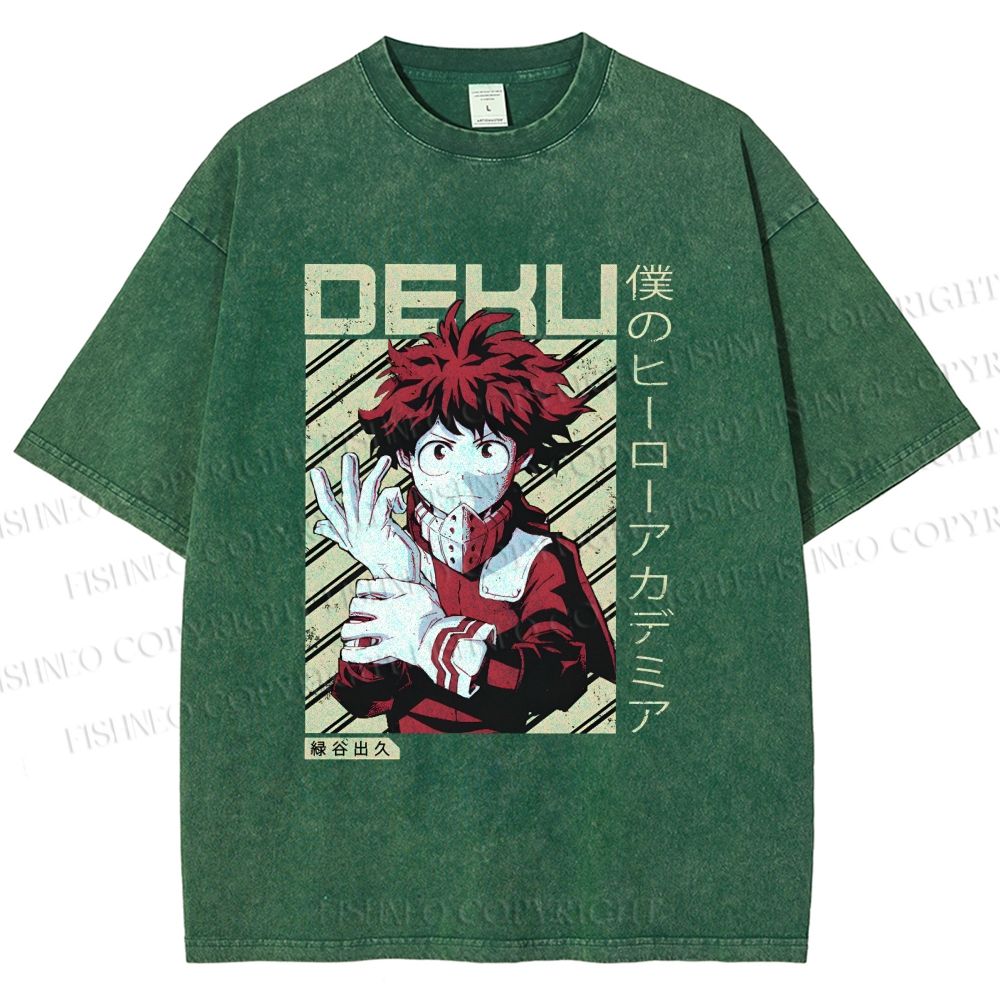 Unisex My Hero Academia Deku Printed Washed Tee