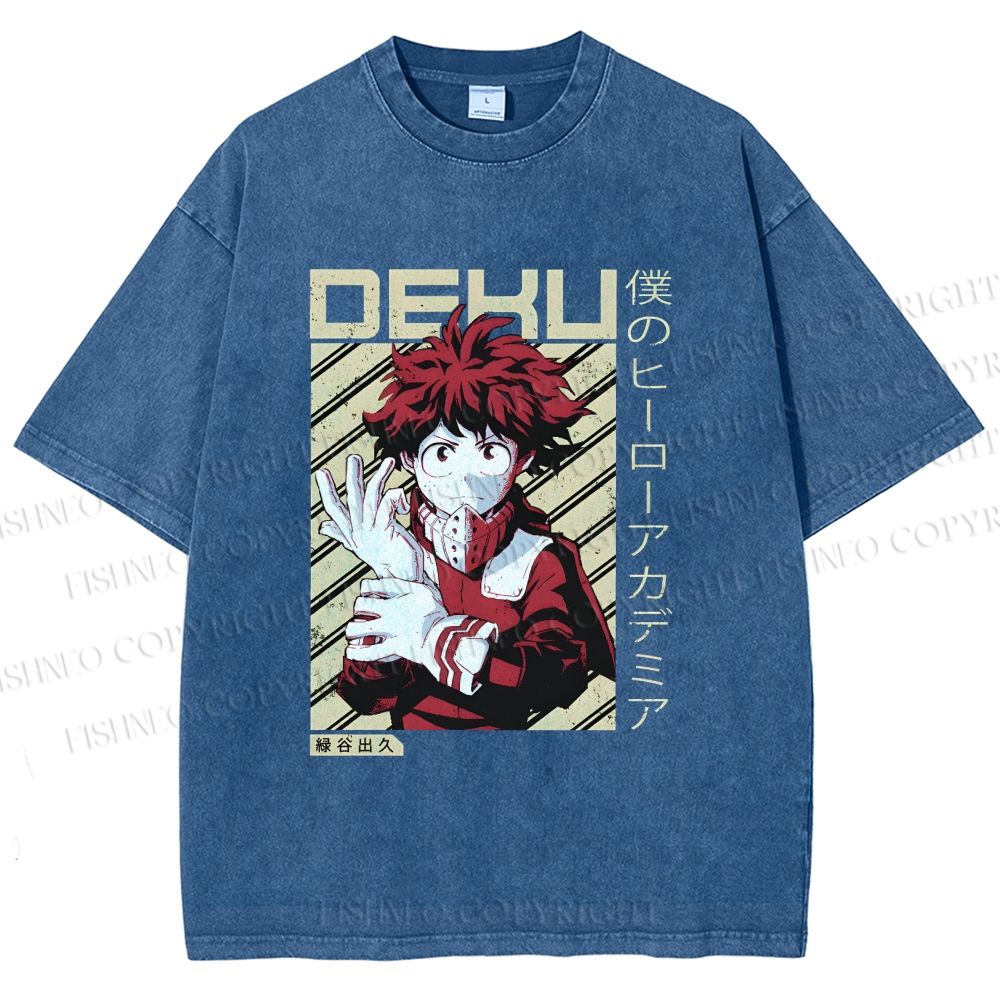 Unisex My Hero Academia Deku Printed Washed Tee