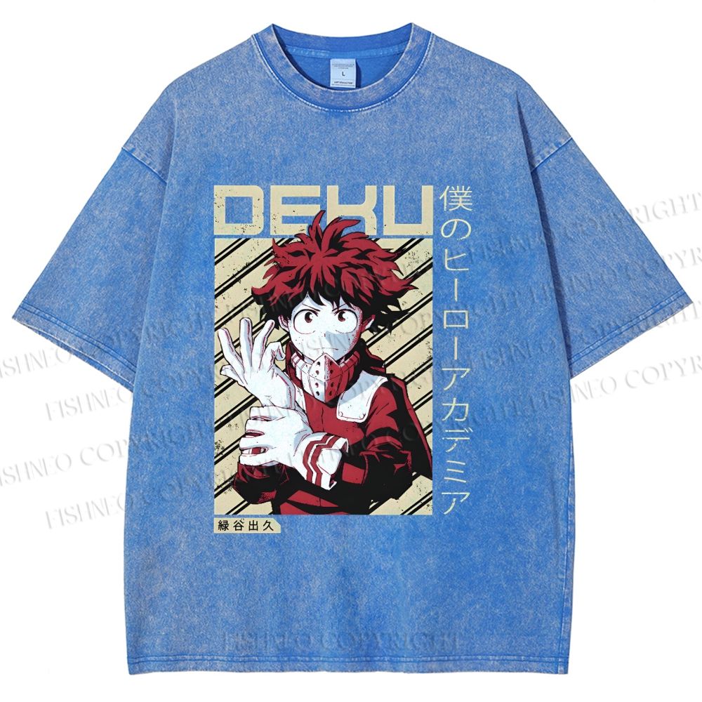 Unisex My Hero Academia Deku Printed Washed Tee