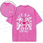Unisex Japanese Eyes Be Not Afraid Design Back Printed Washed Tee