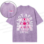 Unisex Japanese Eyes Be Not Afraid Design Back Printed Washed Tee