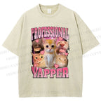 Unisex Cats Meme Professional Yapper Printed Washed Tee