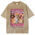 Unisex Cats Meme Professional Yapper Printed Washed Tee