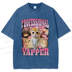 Unisex Cats Meme Professional Yapper Printed Washed Tee