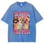 Unisex Cats Meme Professional Yapper Printed Washed Tee