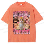 Unisex Cats Meme Professional Yapper Printed Washed Tee