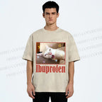 Unisex Ibuprofen Cat Printed Washed Tee