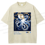 Unisex Yayoi Kusama Octopus Printed Washed Tee