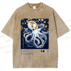 Unisex Yayoi Kusama Octopus Printed Washed Tee