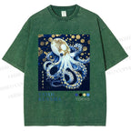 Unisex Yayoi Kusama Octopus Printed Washed Tee