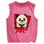 Unisex Colonel Panda Printed Washed Tank Top