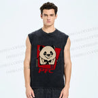 Unisex Colonel Panda Printed Washed Tank Top