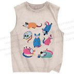Unisex Cartoon Opossums Printed Washed Tank Top