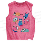 Unisex Cartoon Opossums Printed Washed Tank Top