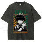 Unisex My Hero Academia Deku Printed Washed Tee