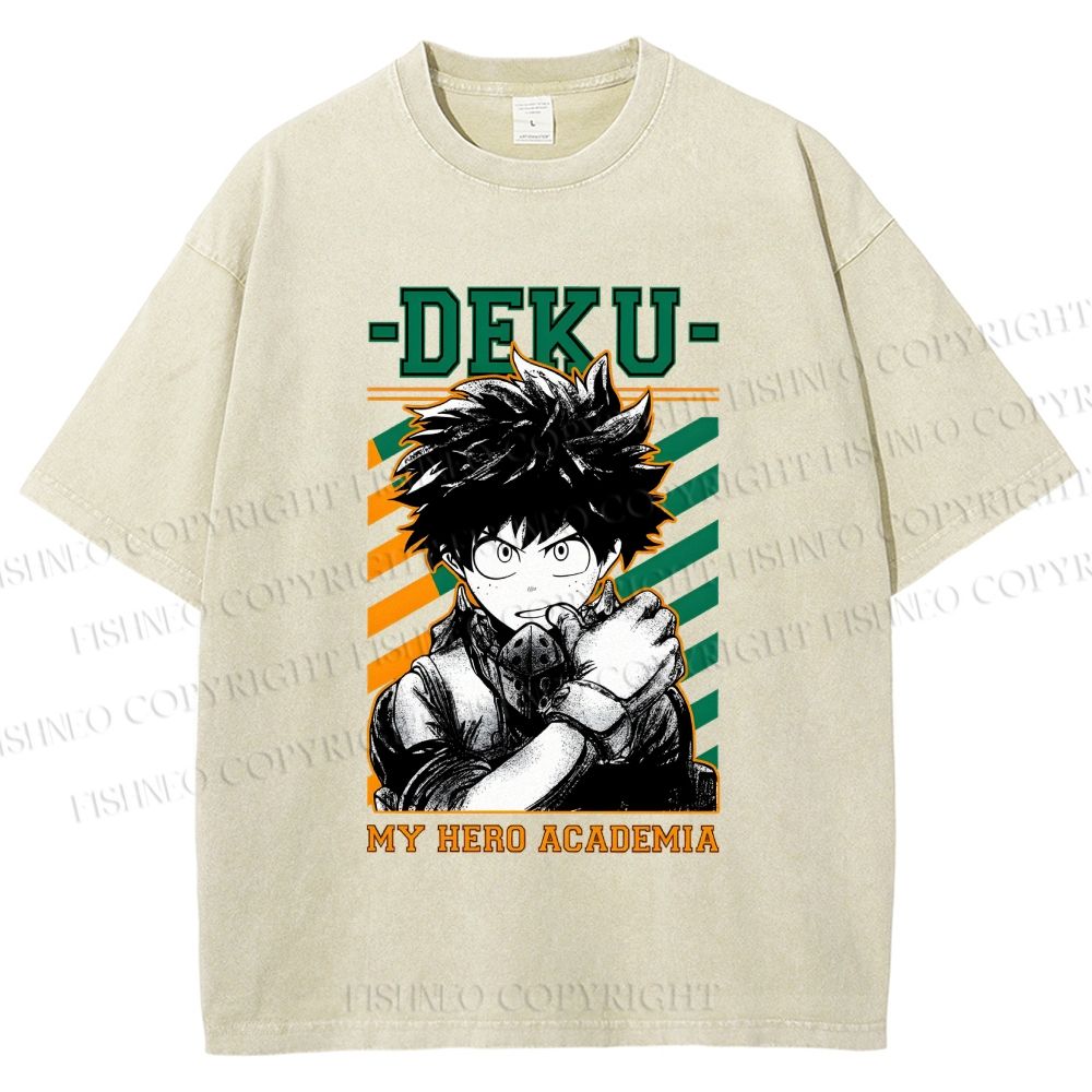 Unisex My Hero Academia Deku Printed Washed Tee