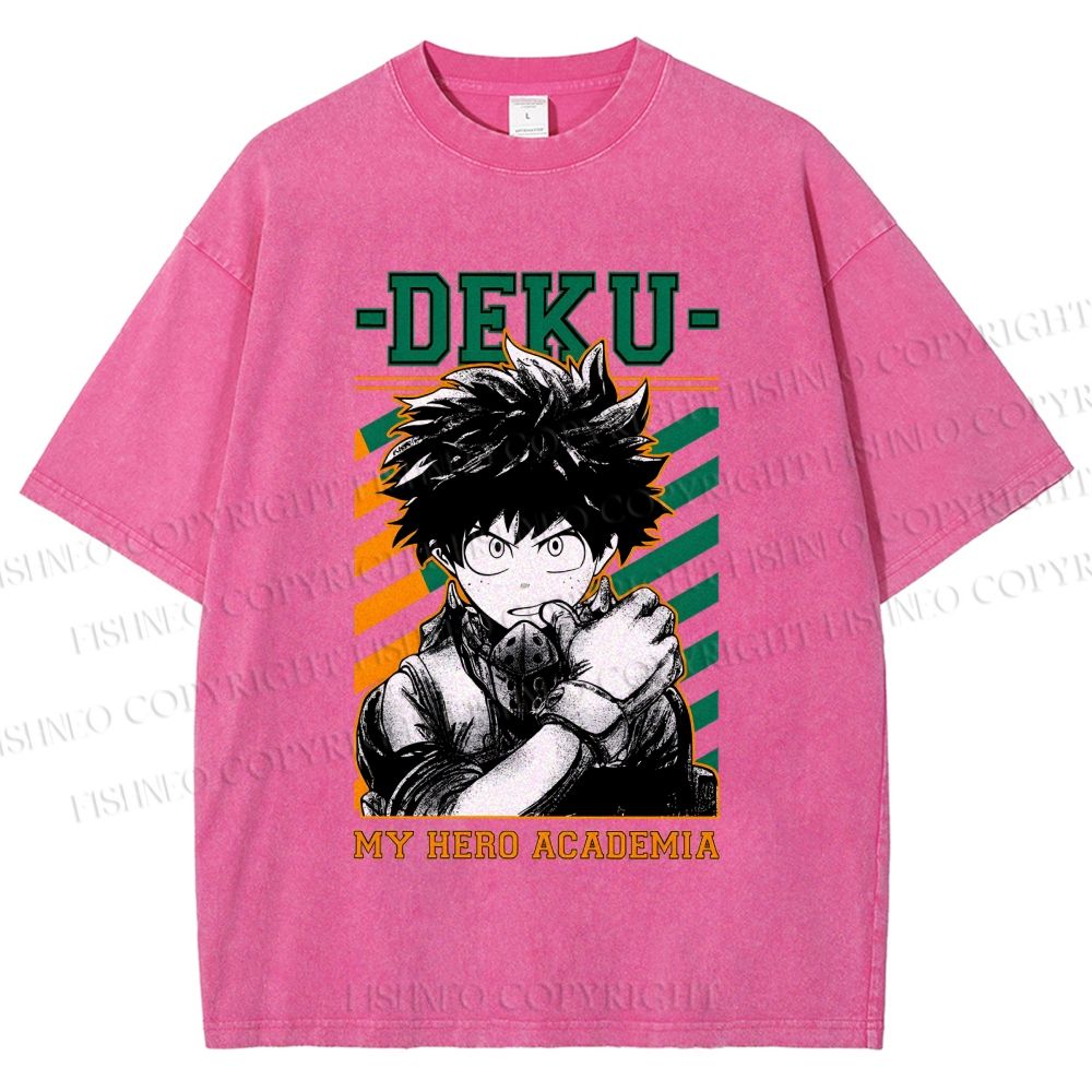 Unisex My Hero Academia Deku Printed Washed Tee