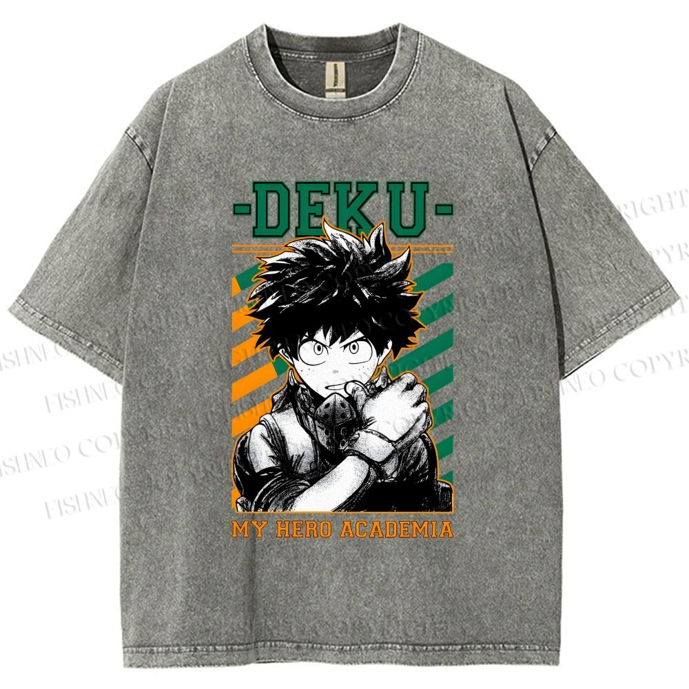 Unisex My Hero Academia Deku Printed Washed Tee