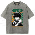 Unisex My Hero Academia Deku Printed Washed Tee