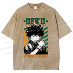 Unisex My Hero Academia Deku Printed Washed Tee