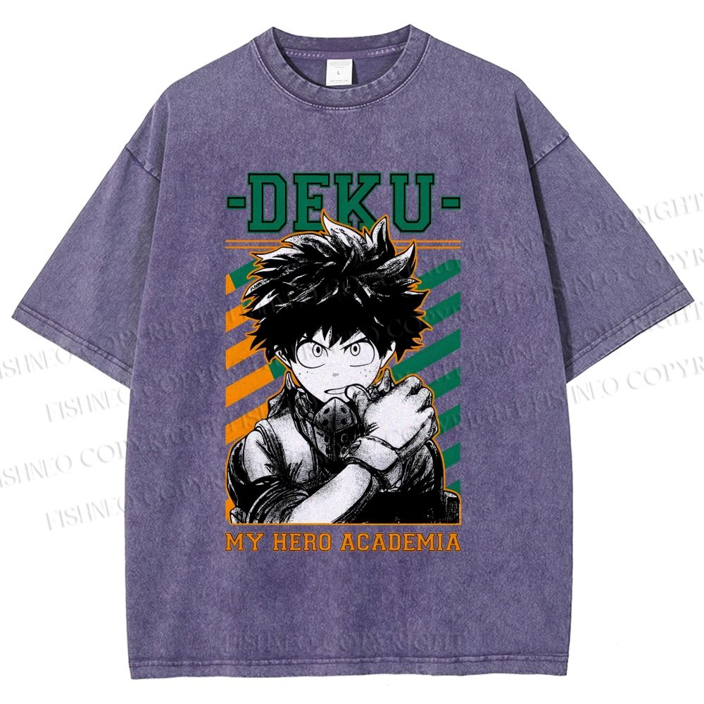 Unisex My Hero Academia Deku Printed Washed Tee
