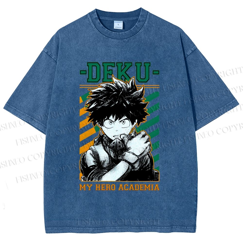 Unisex My Hero Academia Deku Printed Washed Tee
