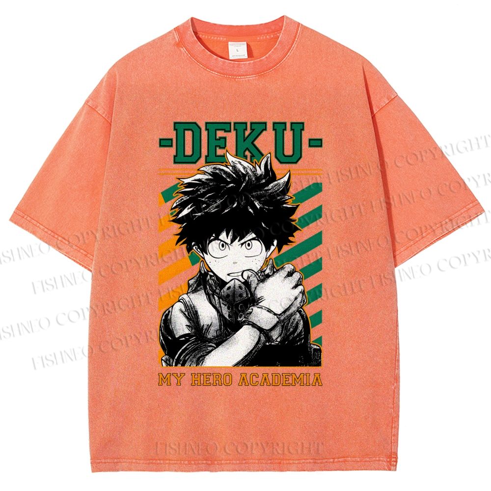 Unisex My Hero Academia Deku Printed Washed Tee