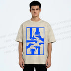 Unisex Geometric Dachshund Dog Printed Washed Tee