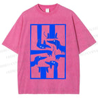 Unisex Geometric Dachshund Dog Printed Washed Tee