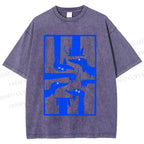 Unisex Geometric Dachshund Dog Printed Washed Tee