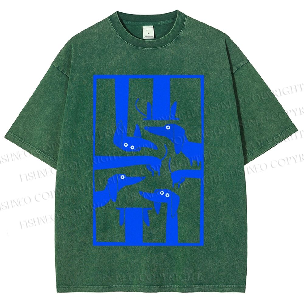 Unisex Geometric Dachshund Dog Printed Washed Tee