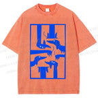 Unisex Geometric Dachshund Dog Printed Washed Tee