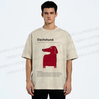 Unisex Dachshund Dog Printed Washed Tee