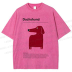 Unisex Dachshund Dog Printed Washed Tee