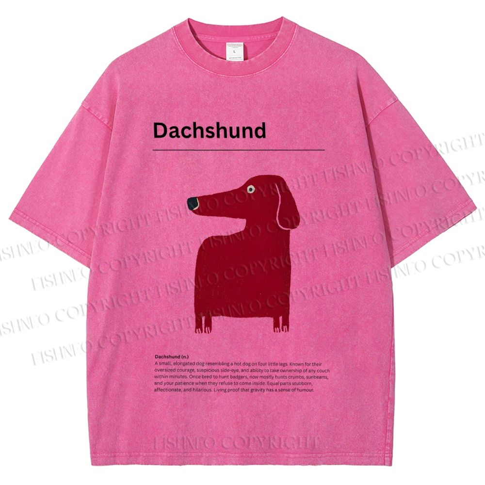Unisex Dachshund Dog Printed Washed Tee