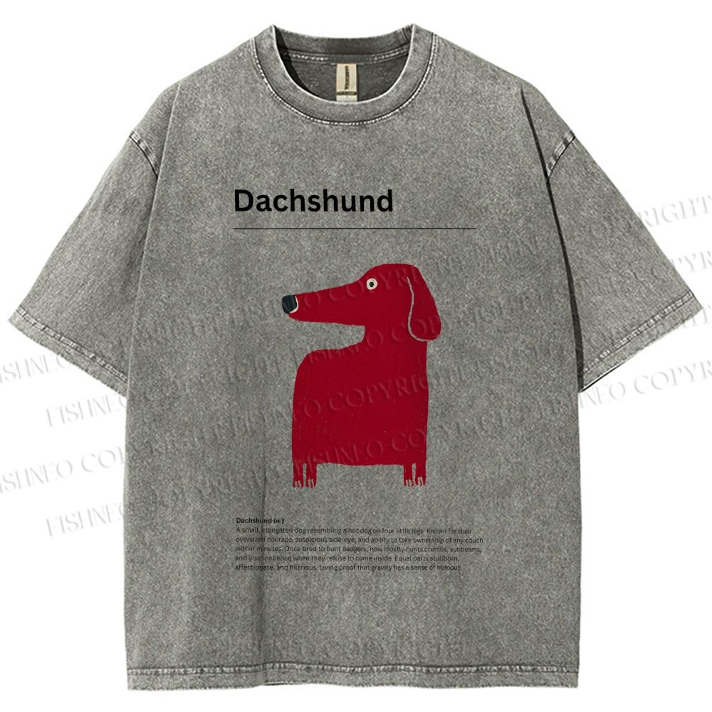 Unisex Dachshund Dog Printed Washed Tee