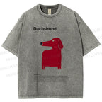 Unisex Dachshund Dog Printed Washed Tee